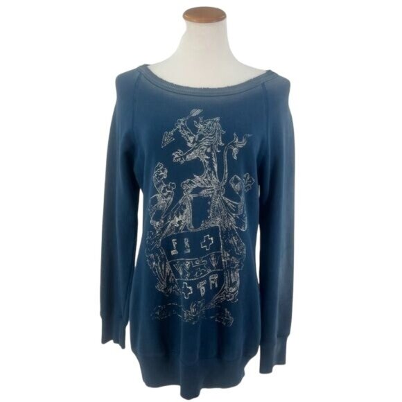 Free People Sweaters - Vintage Free People Blue Printed Lion & The Coat Of Arms Sweater Tunic